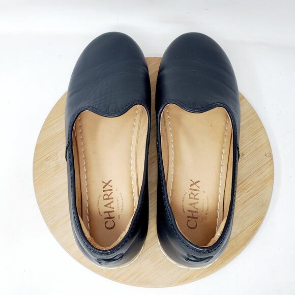 Charix Shoes Womens 37 Black Leather Slip On Loafer Comfort Classic - Picture 9 of 14